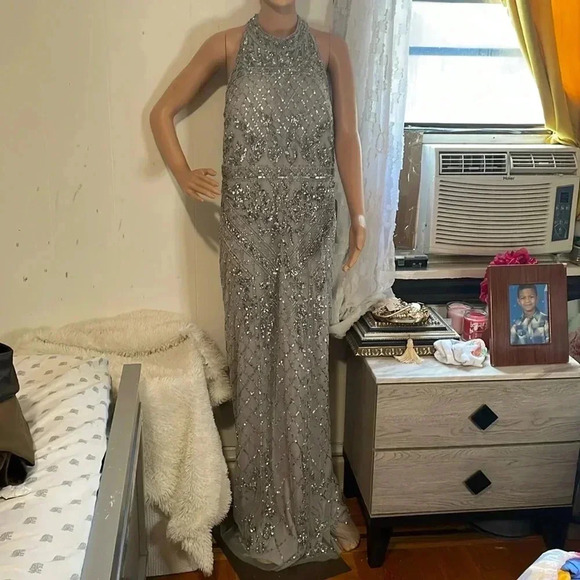 Adrianna papell size 16 Silver floor length gown - Picture 4 of 16